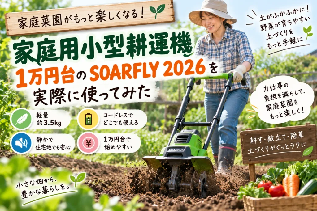 SOARFLY(ソアフライ)レビュー|1万円台の家庭用小型耕運機を実際に使ってみた