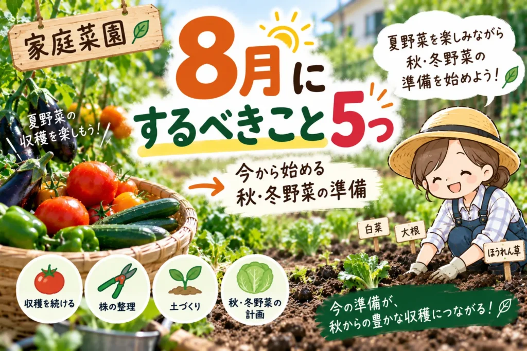 【家庭菜園】8月にやること5つ|夏野菜を楽しみながら秋冬野菜の準備